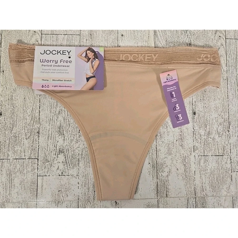 Jockey Period Underwear Thong XS Light Absorbency Microfiber Stretch Worry Free